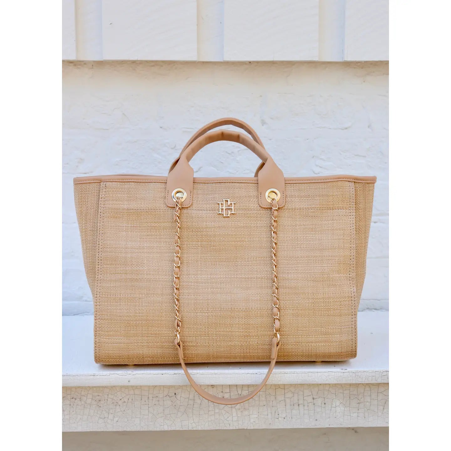 Caroline Hill Heath Tote Bag Woven Gold