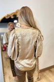 Shine All Night Button Front Top Gold
