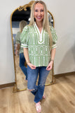 Art Deco Dream Print Top Green