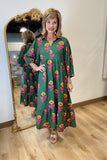 Umgee Big Flower Dress Green