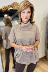 Renuar Sparkle Turtleneck Sweater Latte