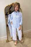 Foxcroft Theresa Popover Blouse Blue