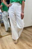 Straight Wide Leg Denim Pants Cream