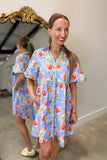 Umgee Shoreline Florals Dress Blue