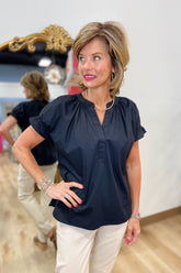 Renuar Gathered Back Blouse Black