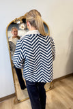Charlie B Chevron Bouclé Short Jacket With Sherpa Trim - Navy