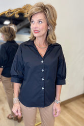 APNY Blouson Sleeve Blouse Black