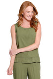 Multiples Woven Tank Olive