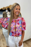Savanah Flowers Top Pink