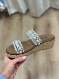 Corkys Yes Please Clear Sandals w Pearls