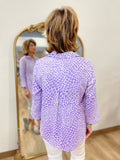 Foxcroft Agnes Linen Giraffe Popover Shirt Amethyst