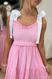 Soft Elegance Shoulder Tie Dress Pink