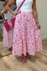 Joh Jaya Cotton Print Skirt Pink