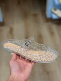 Nemo Jelly Mary Jane Flats Woven Lattice Mesh Shoes Clear