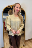 Holiday Season Babydoll Blouse Gold