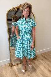 APNY Self Tie Dress Aqua