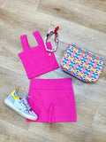 Ocean Drive Crinkle Tank Hot Pink