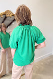 Umgee Split Neck Top Green