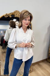 Umgee Ruffle Colar Blouse Ecru