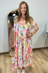 Spring Mix Short Sleeve Dress Natural