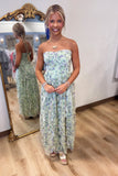 Evergreen Elegance Detachable Straps Ruffled Dress