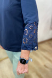 Multiples Eyelet Sleeve Top Midnight