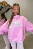 JESUS Mock Neck Sweatshirt Pink