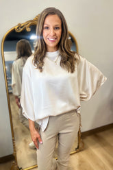 Madeline Mock Neck Top Champagne