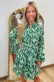 Umgee Irish Luck Shirt Dress Green Print