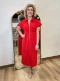 Stella Scuba Midi Dress Red