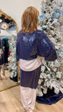 Tempo Paris Frosted Glam Sequin Jacket Navy/Tan