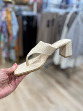 Ticker Block Heel Slide Raffia