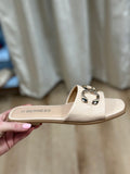 Venus Slide Sandal w Chain Accent Beige
