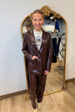 Charlie B Faux Leather Blazer Cabernet