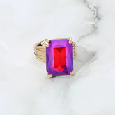 Emerald Cut Stone Adjustable Ring Various