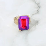 Emerald Cut Stone Adjustable Ring Various