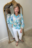 Umgee Watercolor Garden Blouse Green RESTOCK