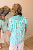 Umgee Smocked Neckline Blouse Jade