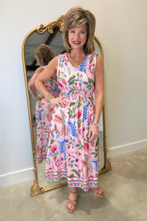 Charlie B Smocked Waist Dress Gardenia