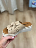Harlow Bow Wedge Sandal Nude