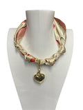 Scarf Charm Necklace Floral Heart