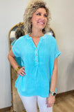 Going w Gauze Henley Blouse Mint