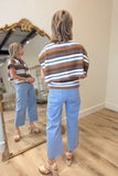 Fall Feelings Stripe Sweater w Overlay Brown