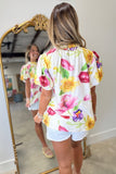 Umgee Floral Mix Blouse Yellow