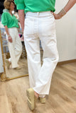 Straight Wide Leg Denim Pants Cream
