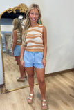 Scalloped Edge Denim Shorts
