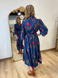 Umgee Mix Print Midi Dress Blue