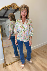 APNY Blouson Sleeve Blouse Sage
