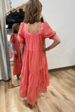 Umgee Square Neck Dress Coral