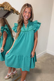 Umgee Flutter Sleeve Dress Jade